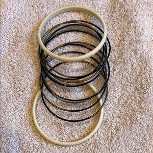 Black gold and Cream Bangle Set